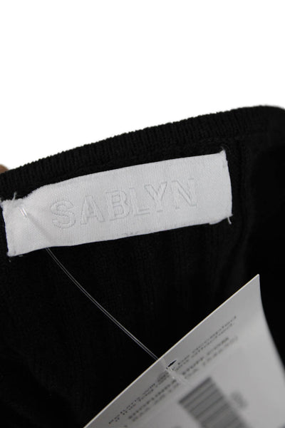Sablyn Womens Cashmere Ribbed Knit Sleeveless Crop Top Black Size XS
