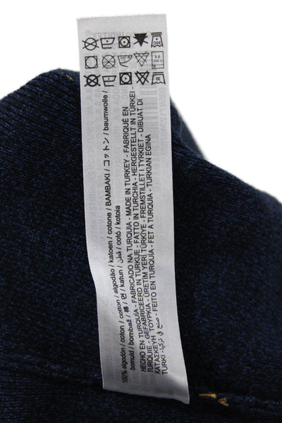 Zara Womens Cotton Dark Wash High Waisted Cotton Wide Leg Pants Blue Size S