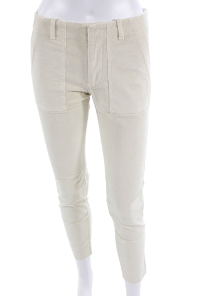 Nili Lotan Womens Cotton Corduroy High Waisted Pants White Size Cream Size 00