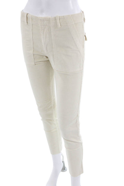 Nili Lotan Womens Cotton Corduroy High Waisted Pants White Size Cream Size 00