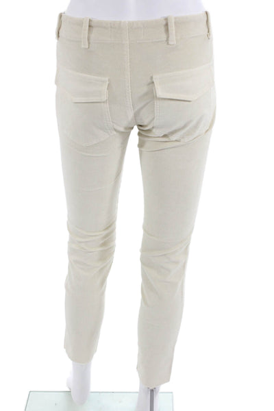 Nili Lotan Womens Cotton Corduroy High Waisted Pants White Size Cream Size 00