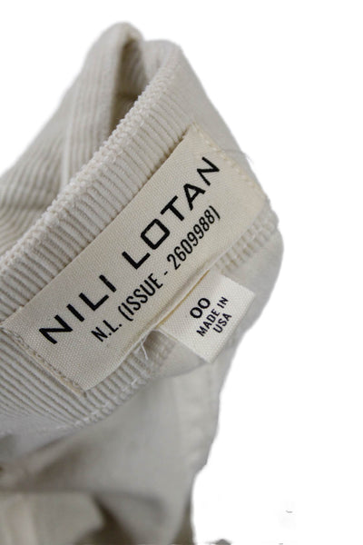 Nili Lotan Womens Cotton Corduroy High Waisted Pants White Size Cream Size 00