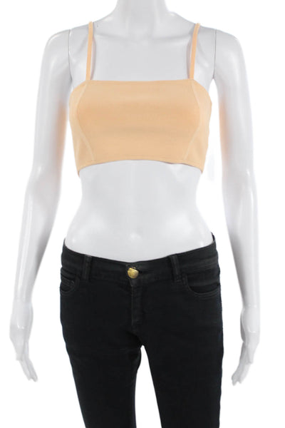 A.L.C. Womens Ribbed Knit Sweetheart Neck Sleeveless Crop Top Orange Size XS