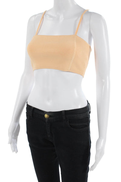 A.L.C. Womens Ribbed Knit Sweetheart Neck Sleeveless Crop Top Orange Size XS