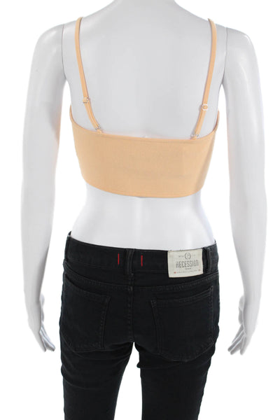 A.L.C. Womens Ribbed Knit Sweetheart Neck Sleeveless Crop Top Orange Size XS