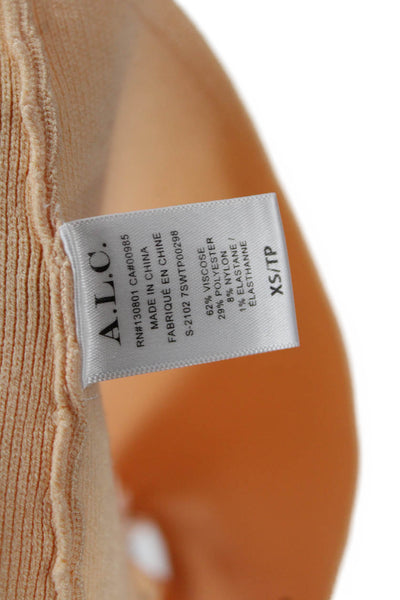 A.L.C. Womens Ribbed Knit Sweetheart Neck Sleeveless Crop Top Orange Size XS