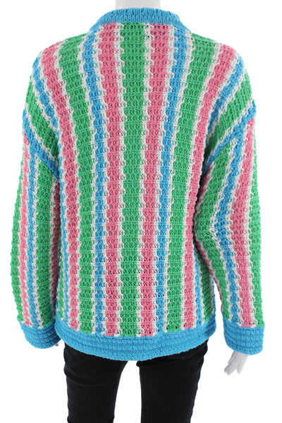 Zara Womens Cotton Striped Collar Buttoned Cardigan Sweater Top Multicolor Sz S