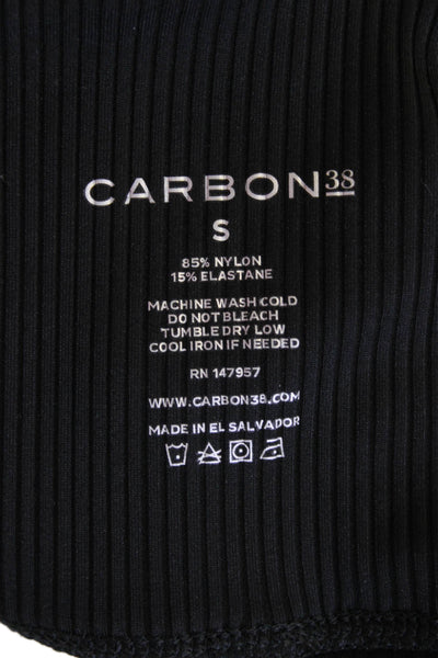 Carbon 38 Women's Ribbed High Waist Fitted Biker Shorts Black Size S