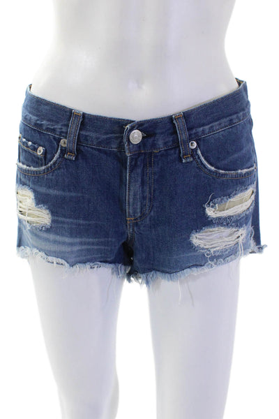 Rag & Bone Women's Midrise Distress Medium Wash Cut-Off Shorts Size 25