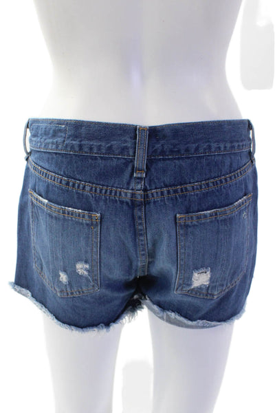 Rag & Bone Women's Midrise Distress Medium Wash Cut-Off Shorts Size 25