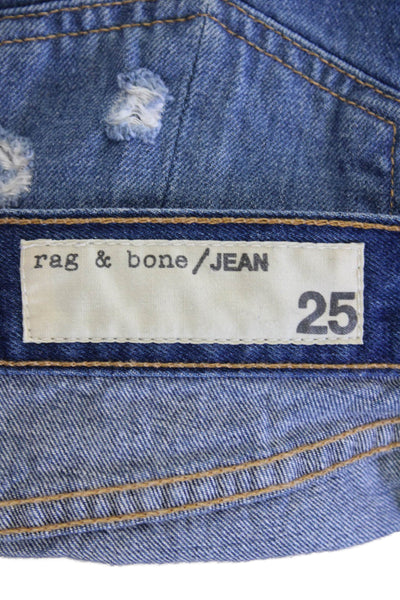 Rag & Bone Women's Midrise Distress Medium Wash Cut-Off Shorts Size 25