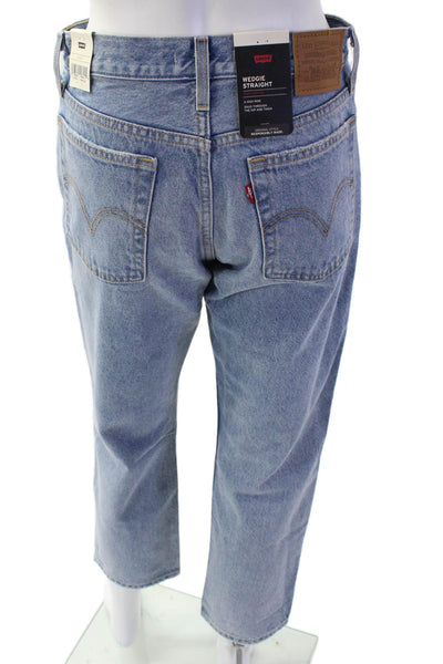 Levis Women Cropped Straight Jeans Light Blue Mid Rise Size 26