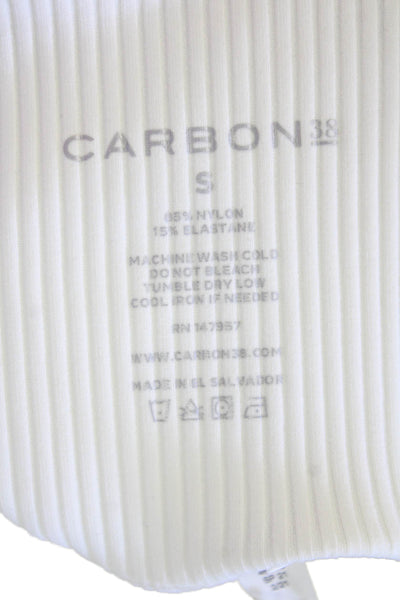 Carbon 38 Women's High Waist Ribbed Workout Biker Shorts White Size S