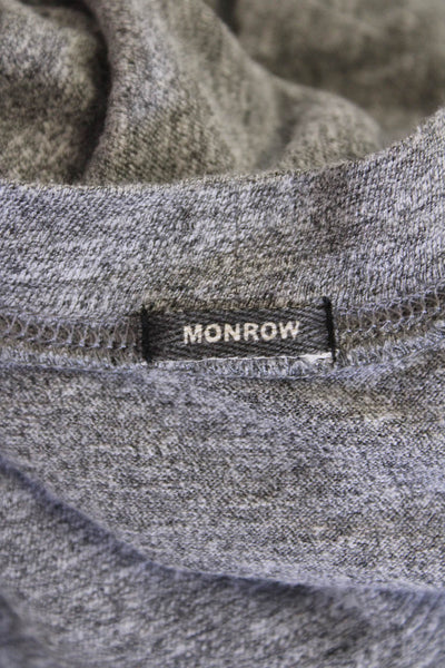 Monrow Women's Round Neck Fringe Long Sleeves T-Shirt Gray Size S