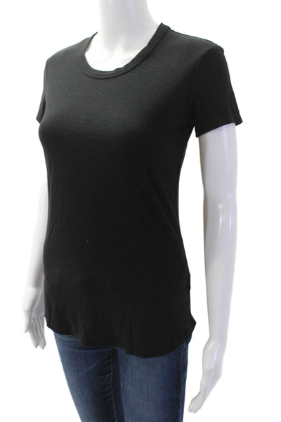 Standard James Perse Women's Short Sleeves Basic T-Shirt  Black Size 1