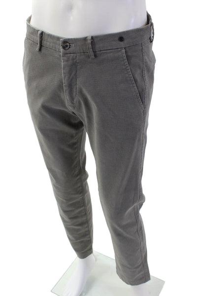 Masons Men's Button Closure Flat Front Straight Leg Dress Pants Gray Size 48