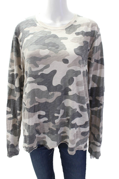 ATM Womens Cotton Camouflage Print Pullover Long Sleeve Shirt Green Size M