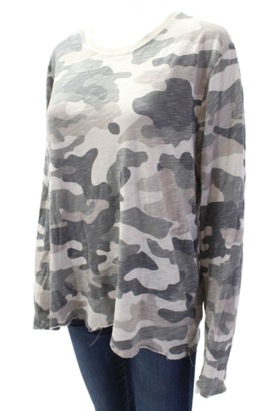ATM Womens Cotton Camouflage Print Pullover Long Sleeve Shirt Green Size M