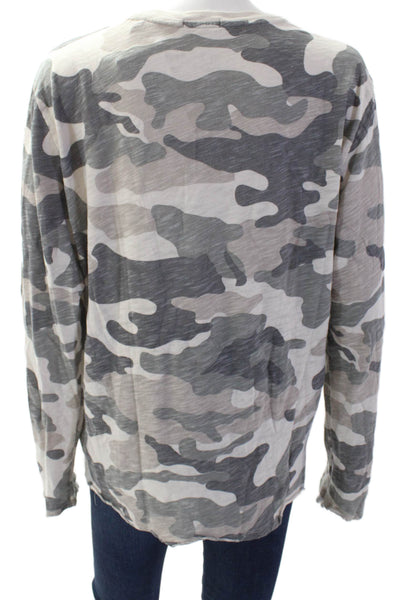 ATM Womens Cotton Camouflage Print Pullover Long Sleeve Shirt Green Size M