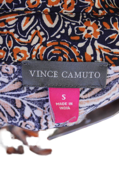 Vince Camuto Womens Abstract Print Collared Button Down Maxi Dress Orange Size S
