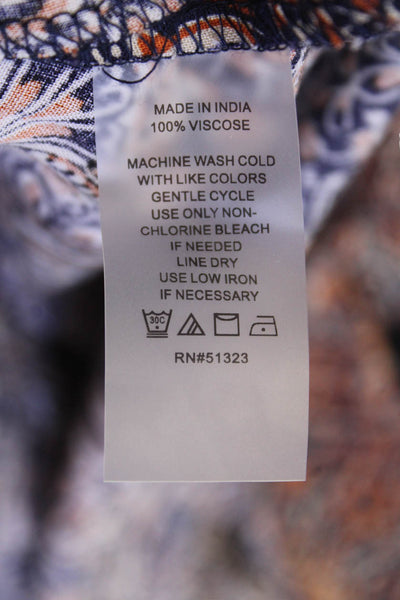 Vince Camuto Womens Abstract Print Collared Button Down Maxi Dress Orange Size S