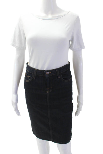 SevenTwo Womens Cotton Blend Straight Zip Fly Pencil Skirt Dark Blue Size 2