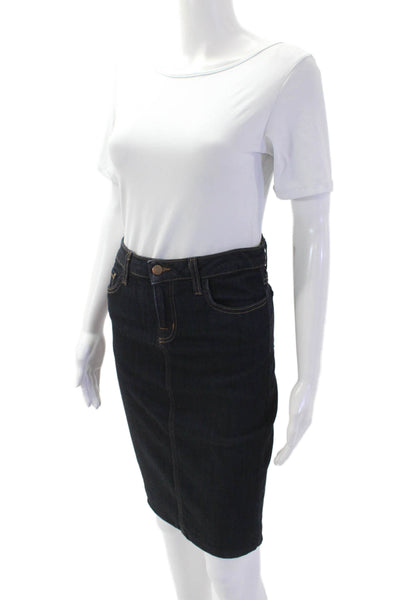 SevenTwo Womens Cotton Blend Straight Zip Fly Pencil Skirt Dark Blue Size 2