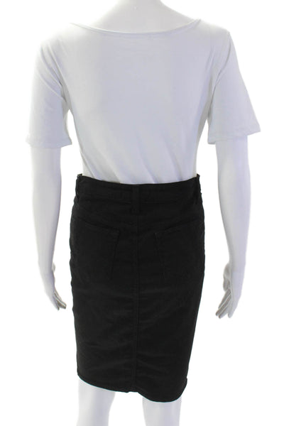 SevenTwo Womens Cotton Blend Straight Zip Fly Midi Pencil Skirt Black Size 2