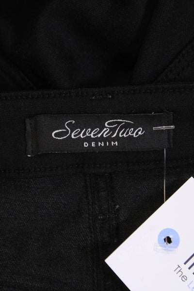SevenTwo Womens Cotton Blend Straight Zip Fly Midi Pencil Skirt Black Size 2
