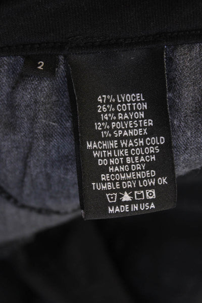 SevenTwo Womens Cotton Blend Straight Zip Fly Midi Pencil Skirt Black Size 2