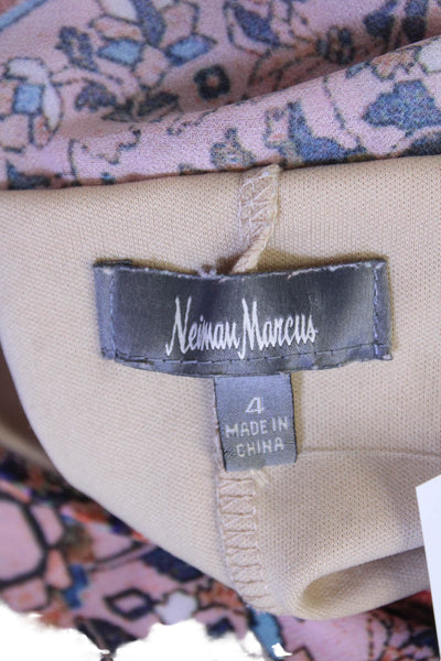 Neiman Marcus Womens Abstract Battenberg Lace Trim Dress Multicolor Size 4