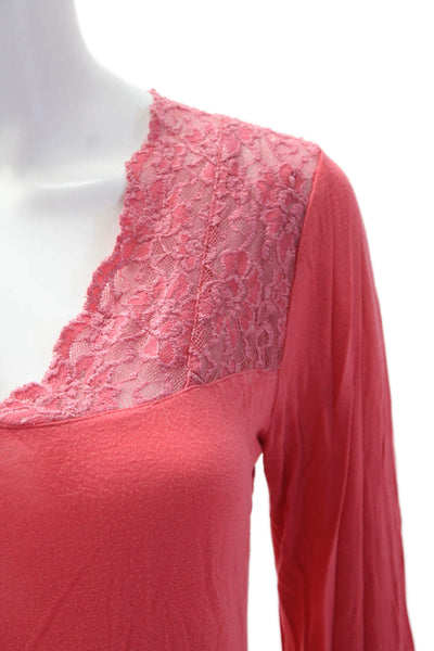 Cynthia Rowley Womens Floral Lace Long Sleeve Blouse Pants Set Red Size M