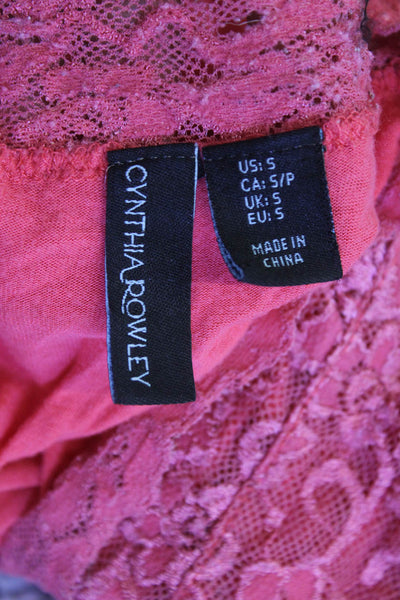 Cynthia Rowley Womens Floral Lace Long Sleeve Blouse Pants Set Red Size M
