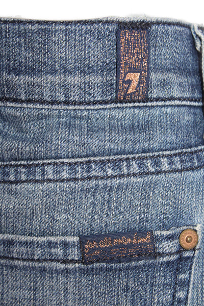 7 For All Mankind Womens Cotton Medium Washed Midi Denim Skirt Blue Size EUR 29