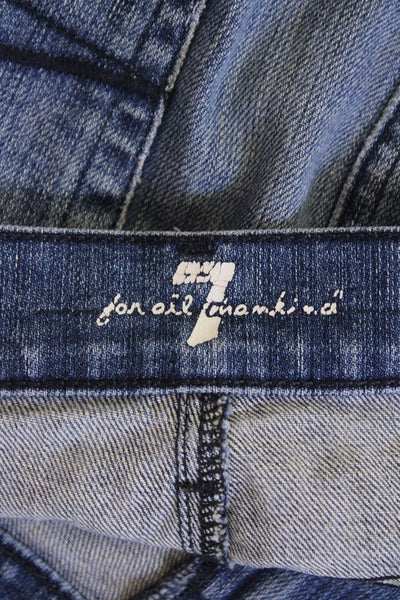 7 For All Mankind Womens Cotton Medium Washed Midi Denim Skirt Blue Size EUR 29