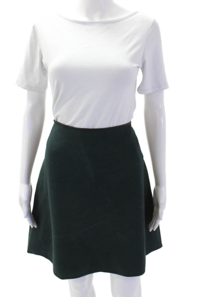 Clover Canyon Womens Faux Leather Trimmed A-Line Short Skirt Green Size M