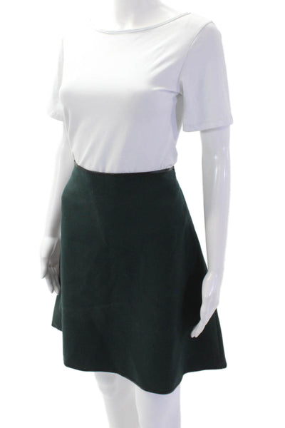 Clover Canyon Womens Faux Leather Trimmed A-Line Short Skirt Green Size M