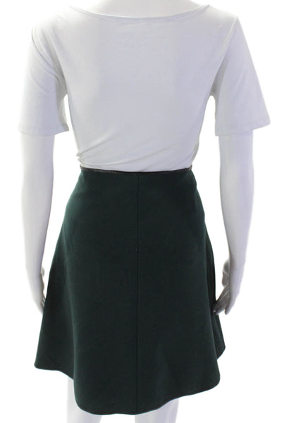 Clover Canyon Womens Faux Leather Trimmed A-Line Short Skirt Green Size M