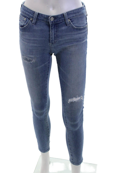 AG Adriano Goldschmied Womens The Leggings Ankle Jeans Blue Cotton Size 26