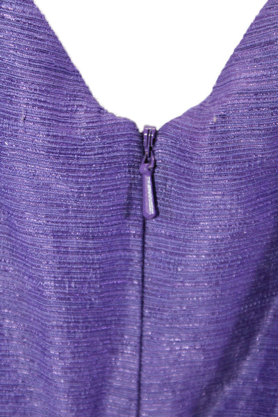 Nanette Lepore Womens Sleeveless V Neck Ruched Mid Calf Dress Purple Size 8