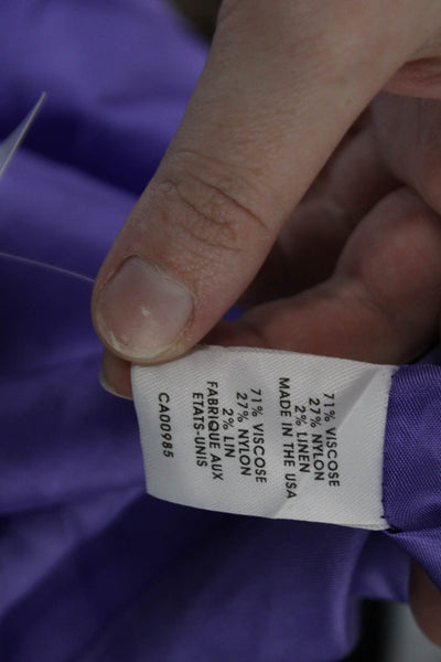 Nanette Lepore Womens Sleeveless V Neck Ruched Mid Calf Dress Purple Size 8