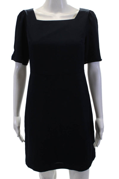 Ann Taylor Womens Puffy Short Sleeves Knee Length Dress Navy Blue Size 0