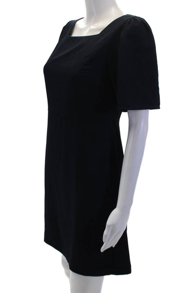 Ann Taylor Womens Puffy Short Sleeves Knee Length Dress Navy Blue Size 0