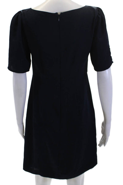 Ann Taylor Womens Puffy Short Sleeves Knee Length Dress Navy Blue Size 0