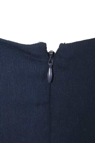 Ann Taylor Womens Puffy Short Sleeves Knee Length Dress Navy Blue Size 0
