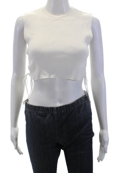 Zara Womens Ribbed Cut Out Sides Shell Sweater White Size Medium