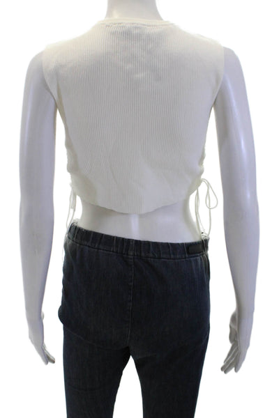 Zara Womens Ribbed Cut Out Sides Shell Sweater White Size Medium
