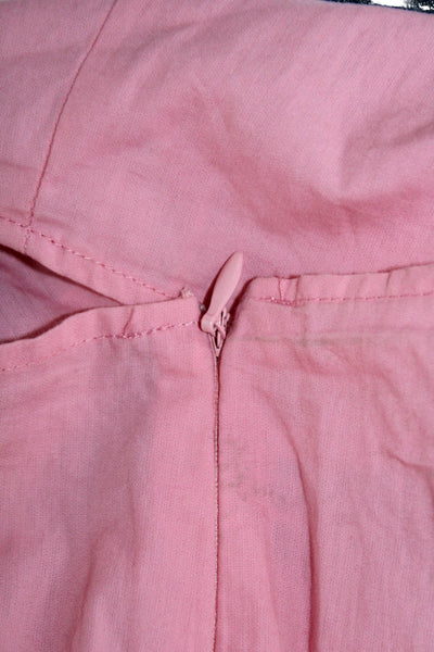 Zara Womens Ruffled Short Sleeves Cropped Blouse Pink Size Medium