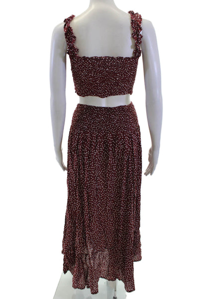 Tiare Hawaii Womens Polka Dotted Crop Top Skirt Set Red OS