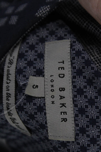 Ted Baker London Mens Cotton Geometric Short Sleeve Button Up Shirt Navy Size 5